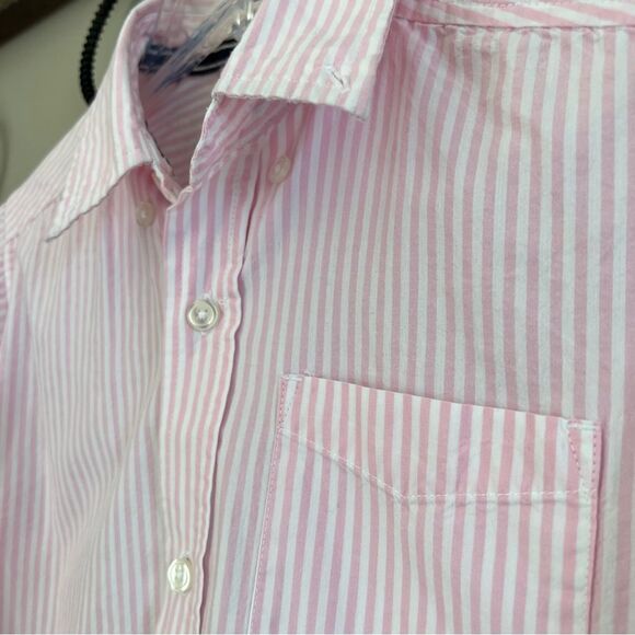 Children’s Place Girls Cotton Pink White Striped Button Down Blouse - Picture 3 of 9